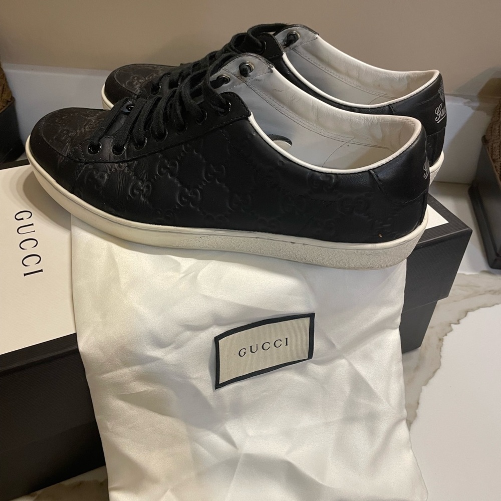 Gucci Men's Black Embossed Sneakers